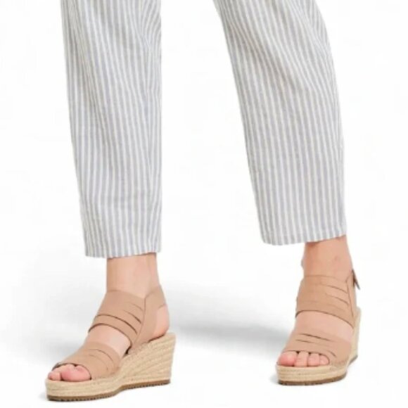 Eileen Fisher Largo Tan Leather Jute Espadrille Wedge Sandal Heels Shoe Size 7 - Picture 9 of 10